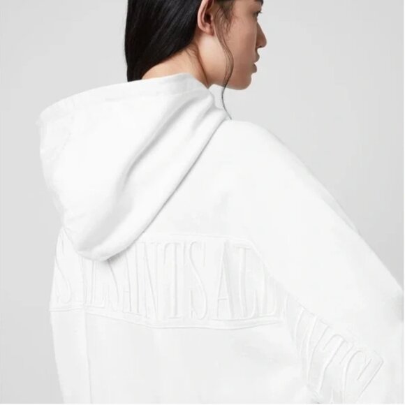 AllSaints Oversized White Embroidered Talon Hoodie Size Small - Picture 1 of 12